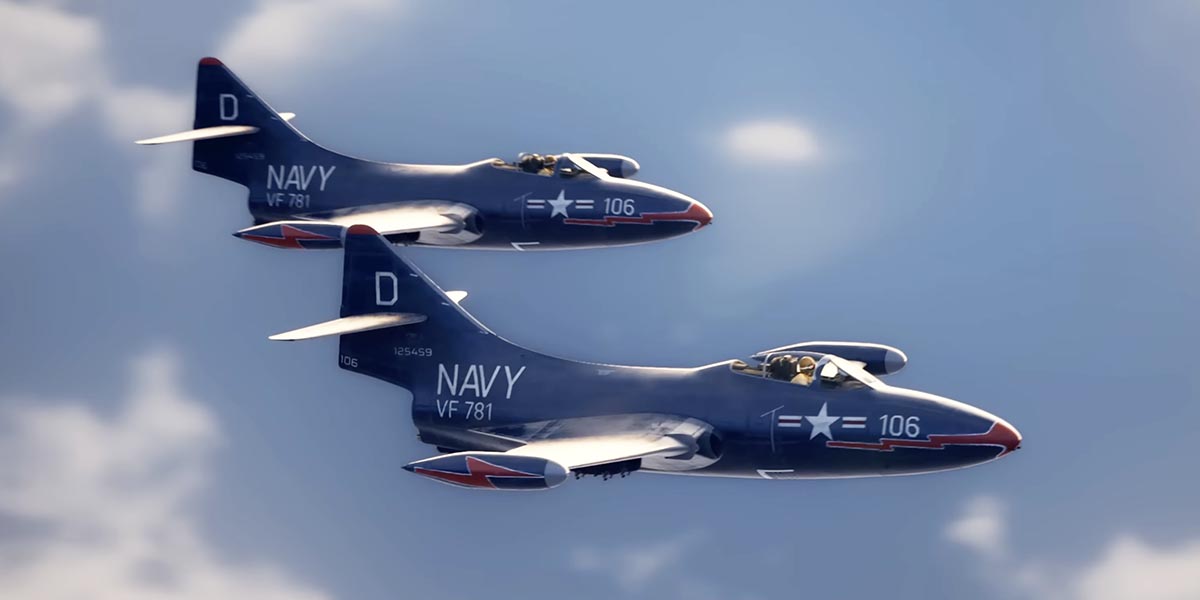 The feat of two US Navy F9F Panther fighters that defeated seven